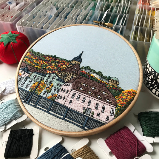 Königstein, Germany, Forest and Fortress - Hand Embroidery Pattern (PDF)