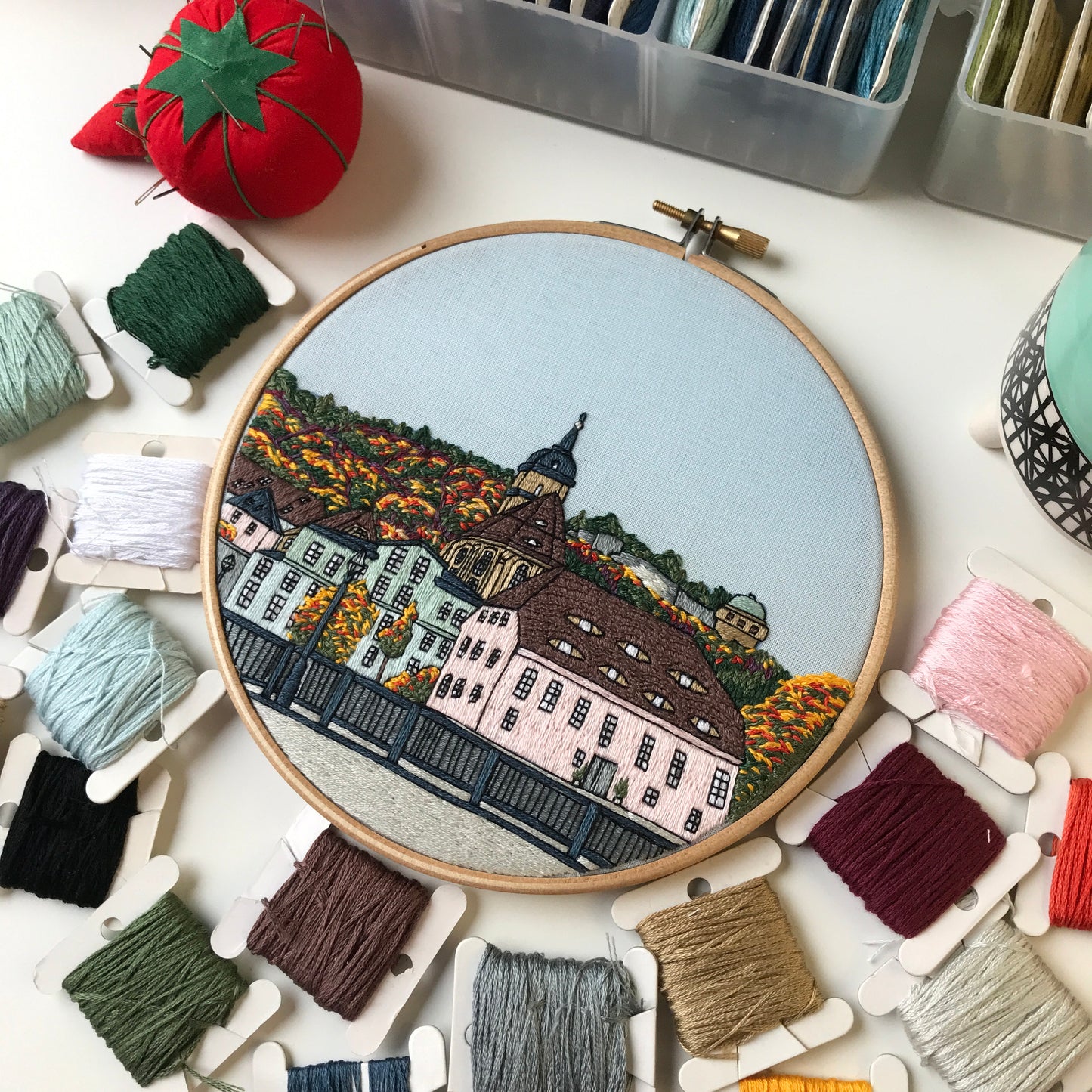 Königstein, Germany, Forest and Fortress - Hand Embroidery Pattern (PDF)