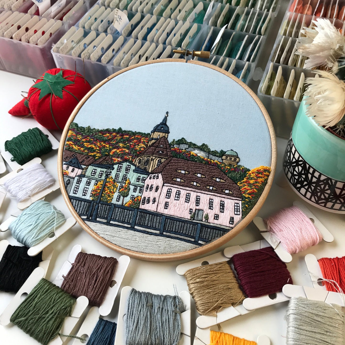 Königstein, Germany, Forest and Fortress - Hand Embroidery Pattern (PDF)
