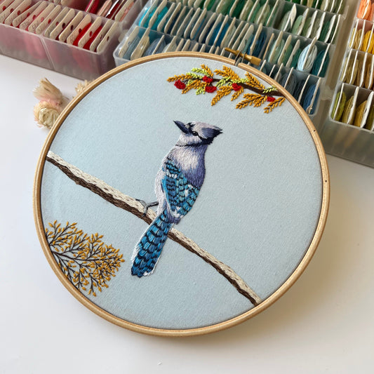 Blue Jay - Hand Embroidery Pattern (PDF) faimyxstitch.com