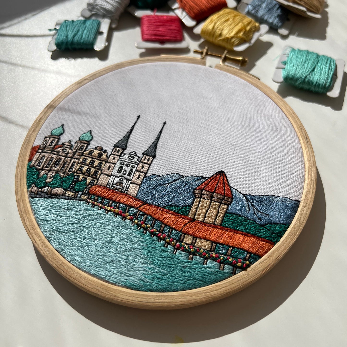 Lucerne, Switzerland, Cityscape - Hand Embroidery Pattern (PDF)