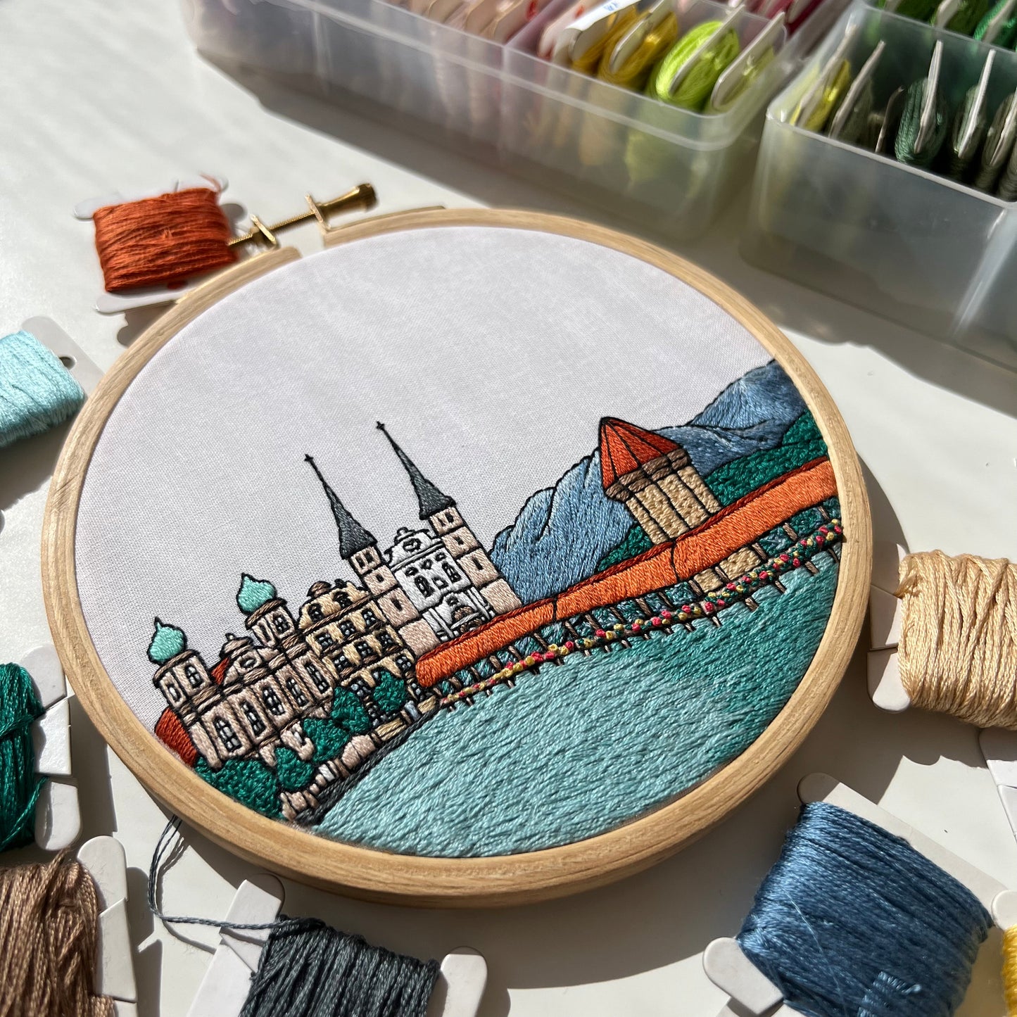 Lucerne, Switzerland, Cityscape - Hand Embroidery Pattern (PDF)