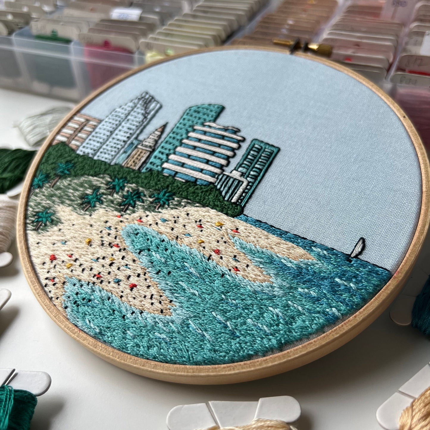 Miami, FL, Skyline - Hand Embroidery Pattern (PDF)