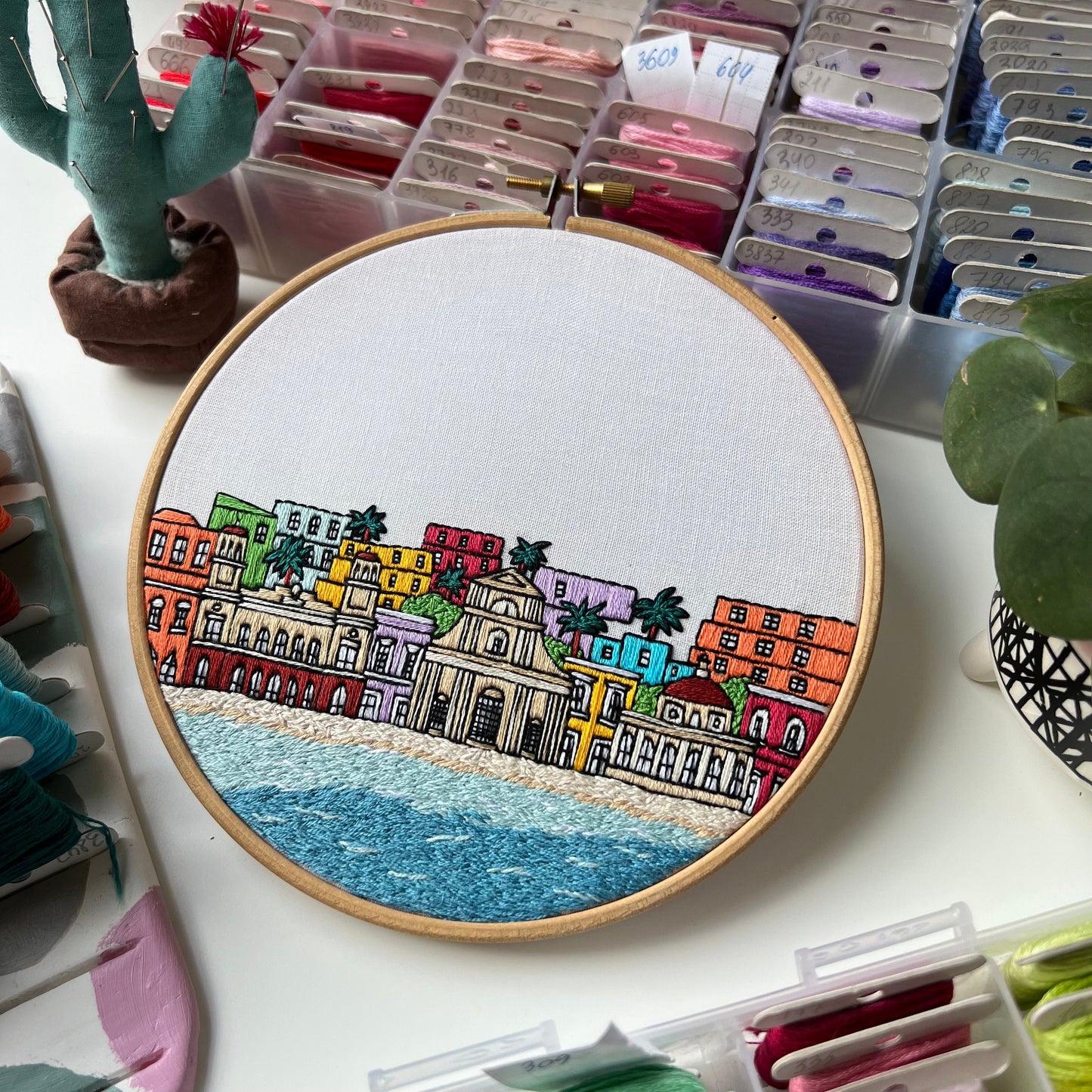 San Juan, Puerto Rico, Cityscape - Hand Embroidery Pattern (PDF)