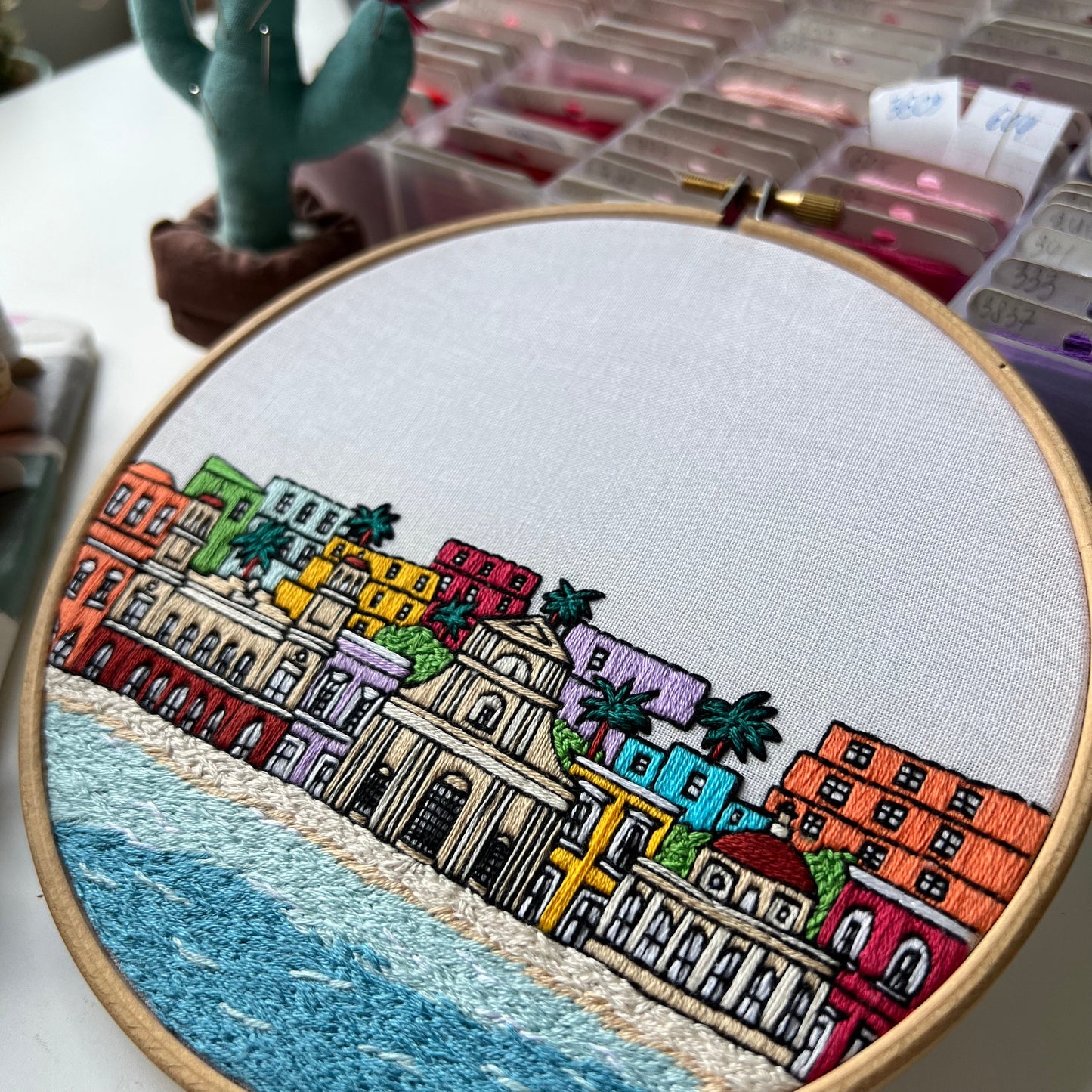 San Juan, Puerto Rico, Cityscape - Hand Embroidery Pattern (PDF)