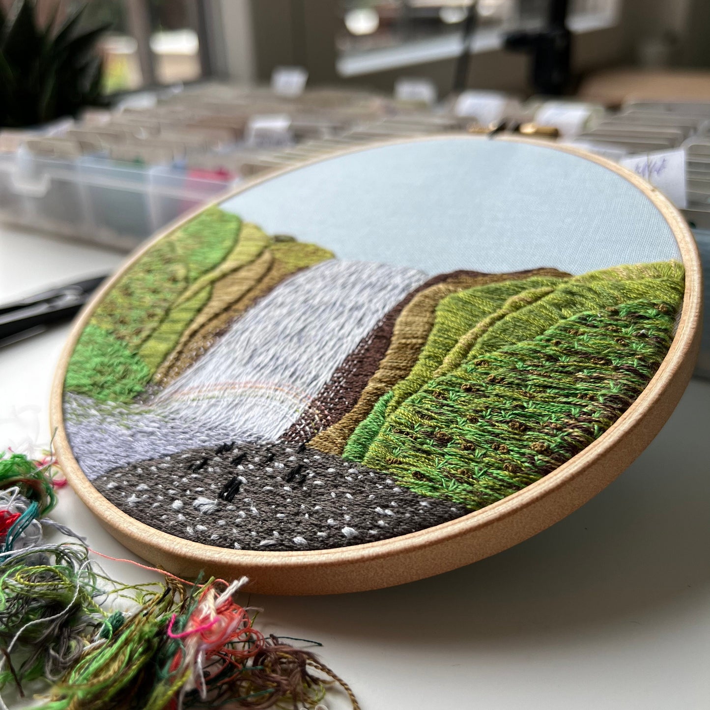 Waterfall, Skogafoss, Iceland - Hand Embroidery Pattern (PDF)