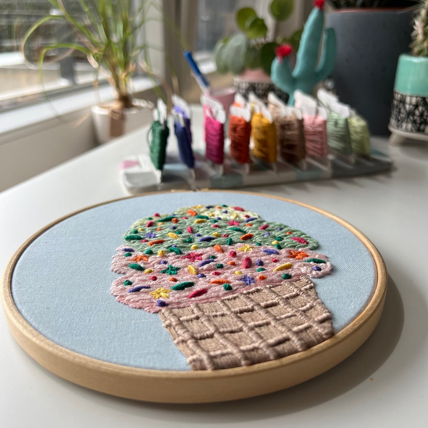 Ice Cream Cone - Hand Embroidery Pattern (PDF)