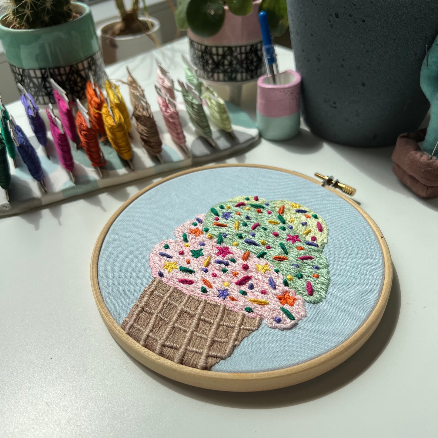 Ice Cream Cone - Hand Embroidery Pattern (PDF)