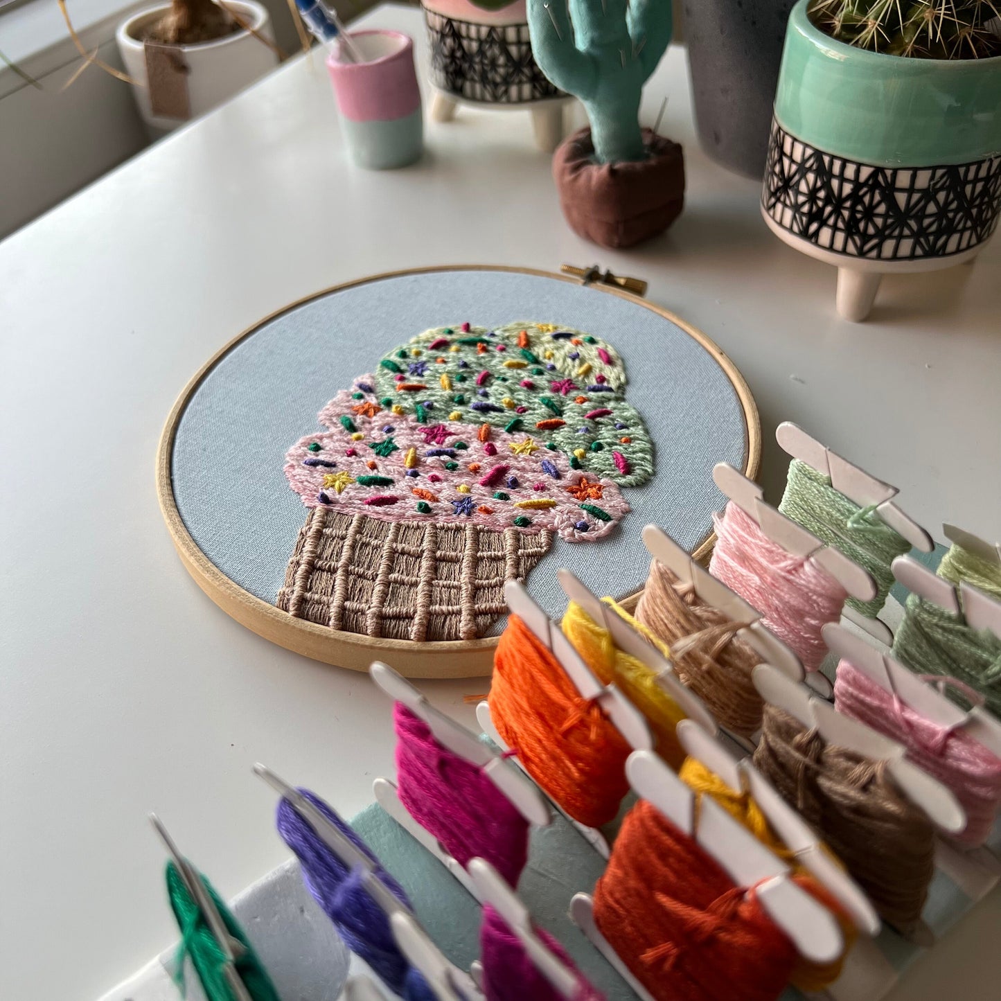 Ice Cream Cone - Hand Embroidery Pattern (PDF)