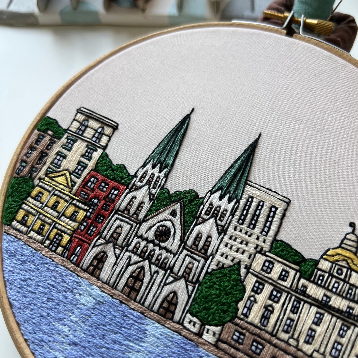 Savannah, Georgia, Cityscape - Hand Embroidery Pattern (PDF)