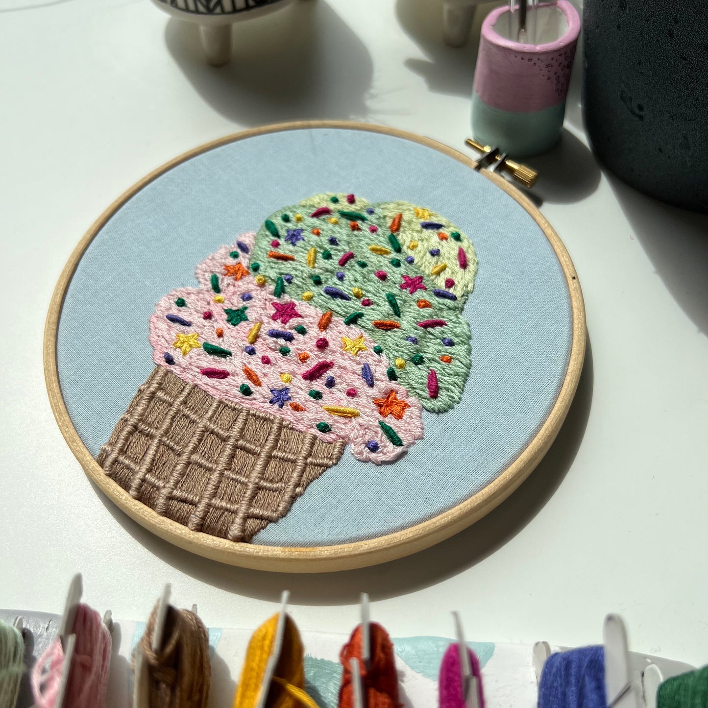 Ice Cream Cone - Hand Embroidery Pattern (PDF)