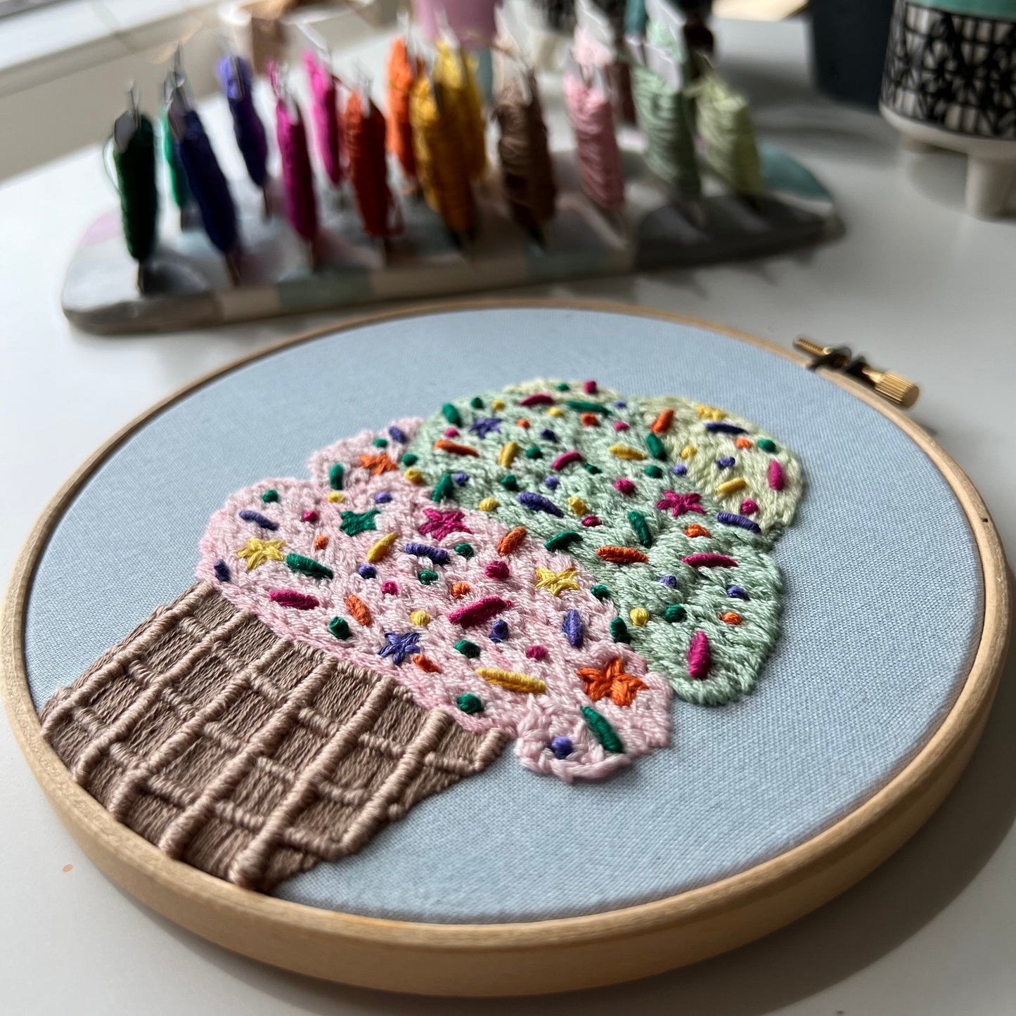 Ice Cream Cone - Hand Embroidery Pattern (PDF)