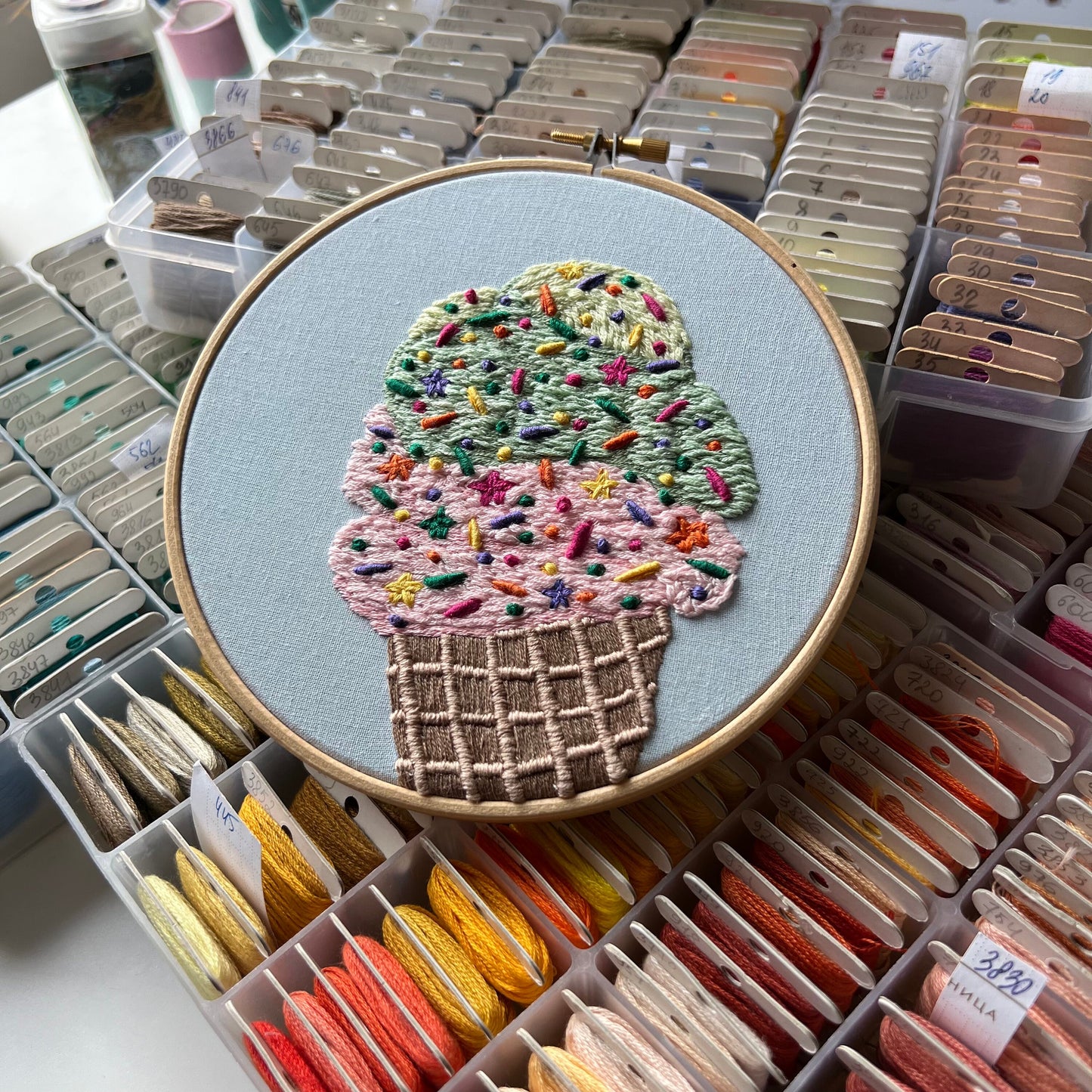 Ice Cream Cone - Hand Embroidery Pattern (PDF)