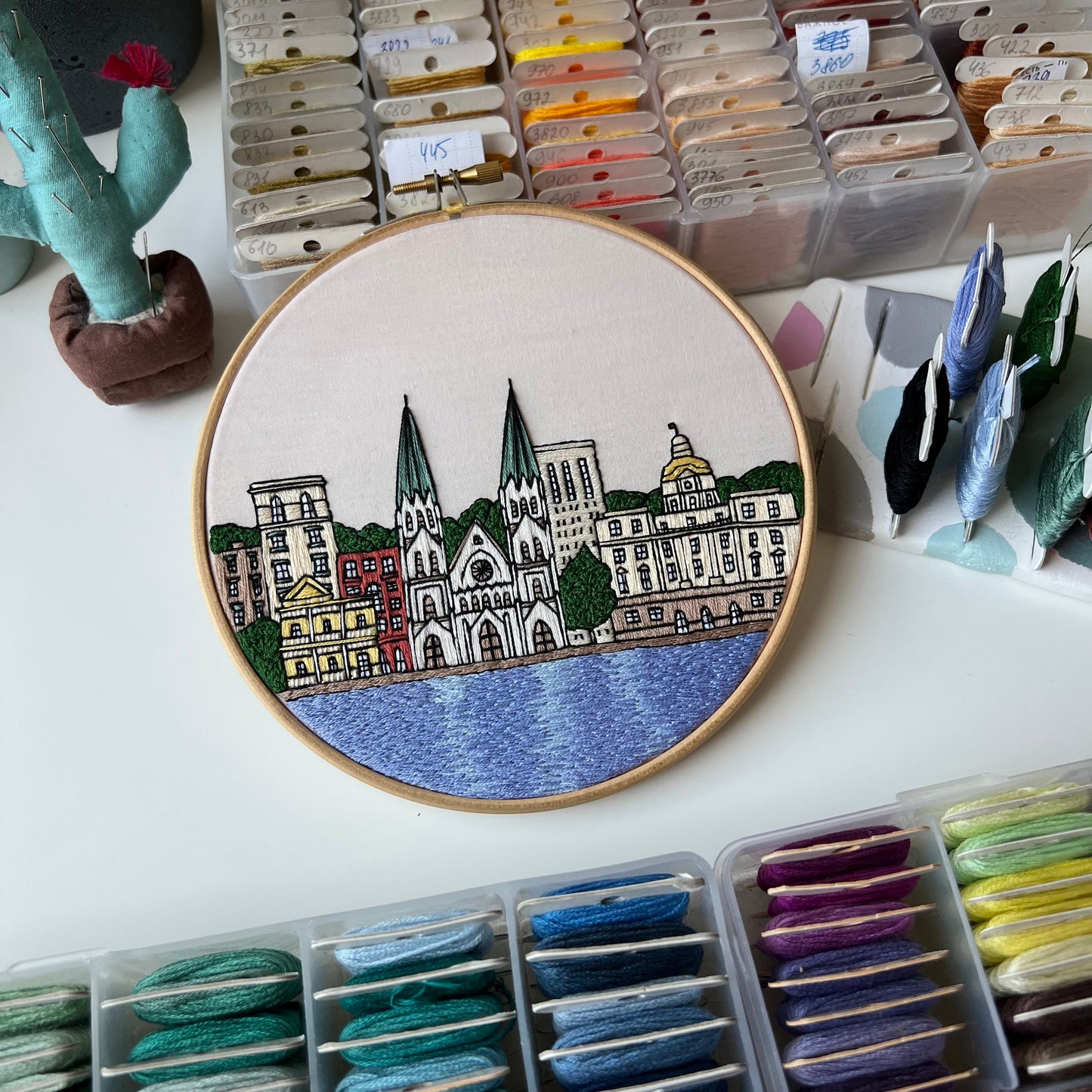 Savannah, Georgia, Cityscape - Hand Embroidery Pattern (PDF)