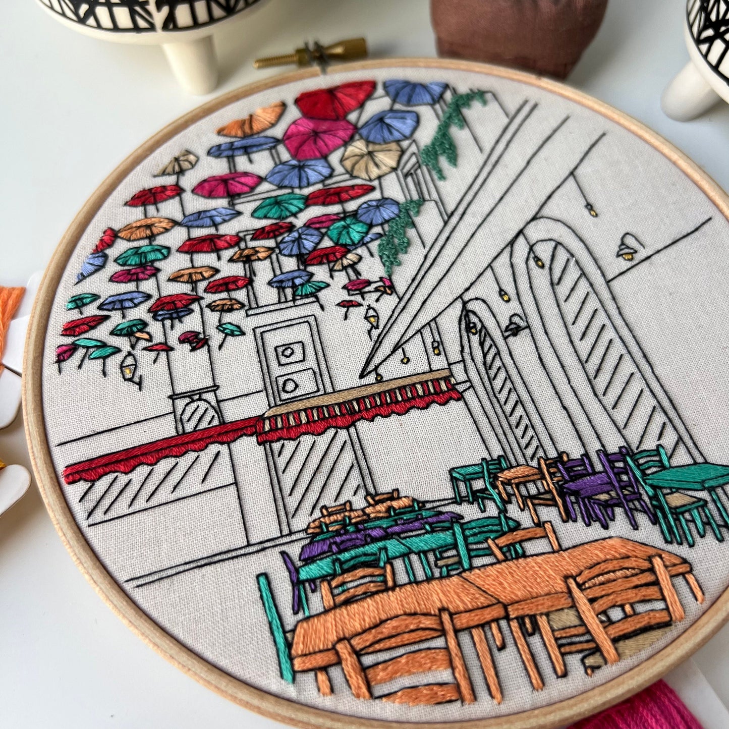 Market in Sicily, Italy - Hand Embroidery Pattern (PDF)