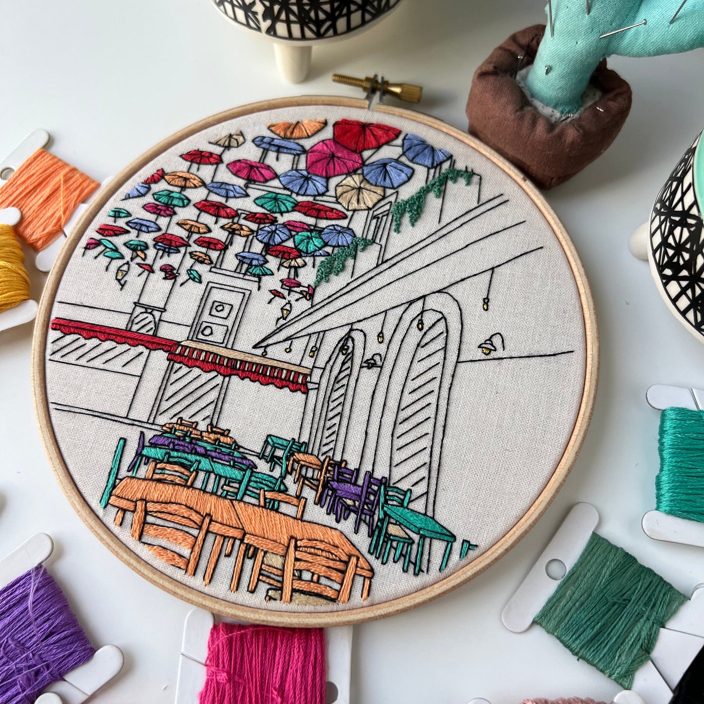 Market in Sicily, Italy - Hand Embroidery Pattern (PDF)