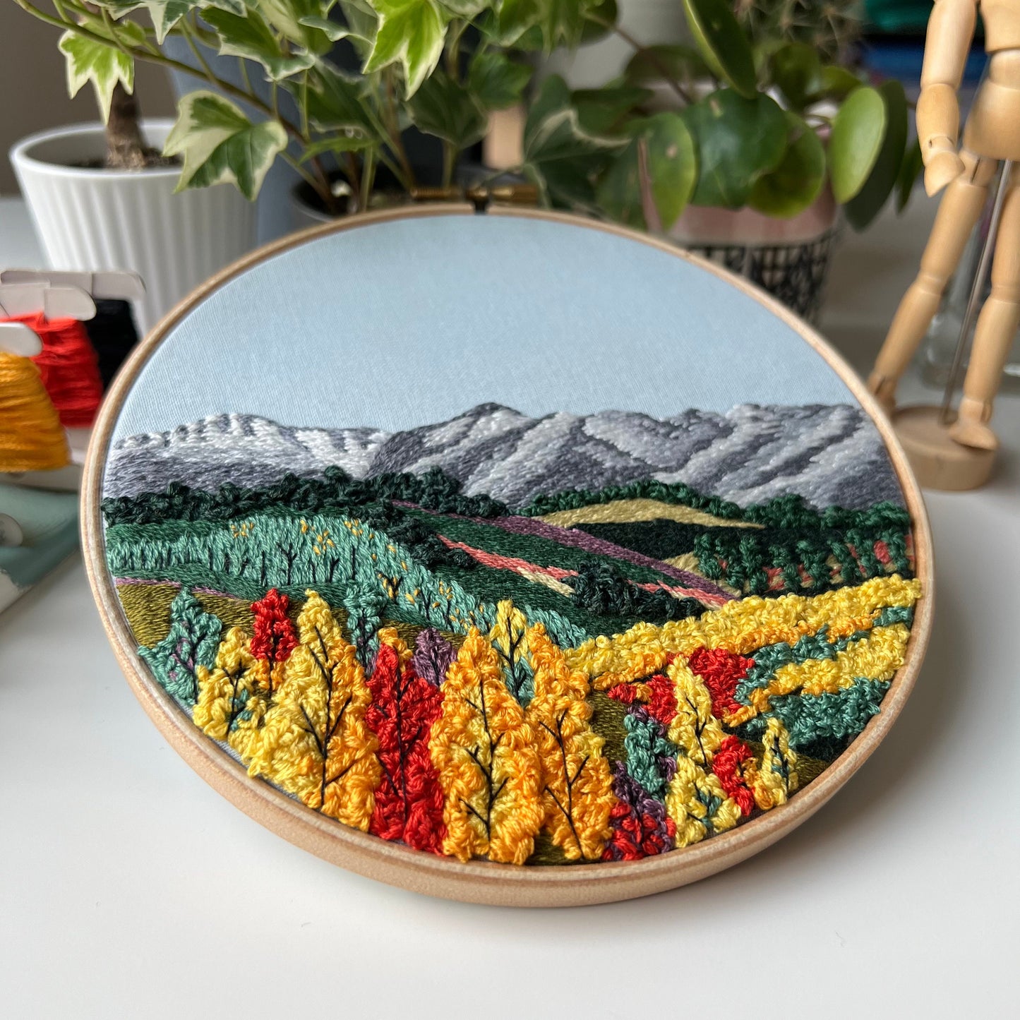 Mountain range in Fall, Landscape - Hand Embroidery Pattern (PDF)