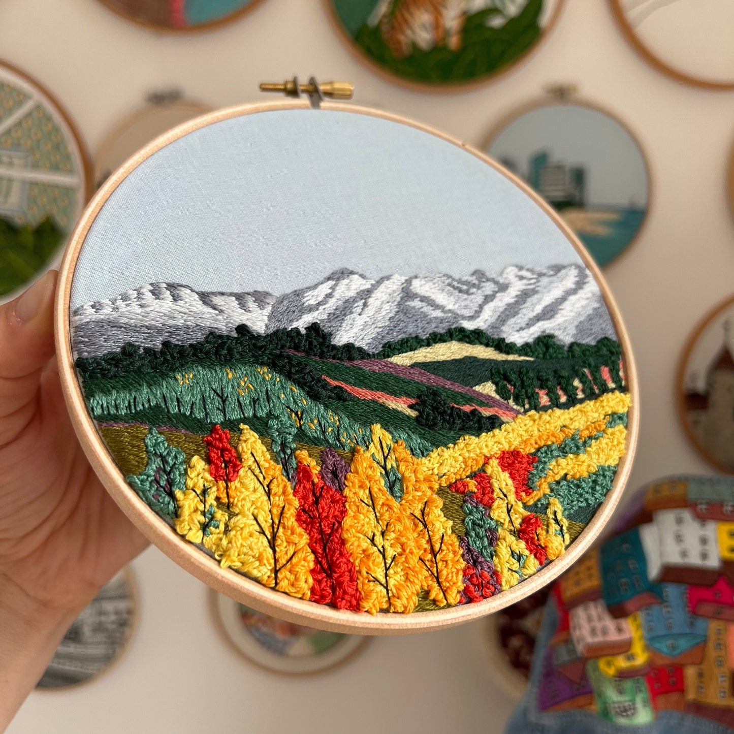 Mountain range in Fall, Landscape - Hand Embroidery Pattern (PDF)