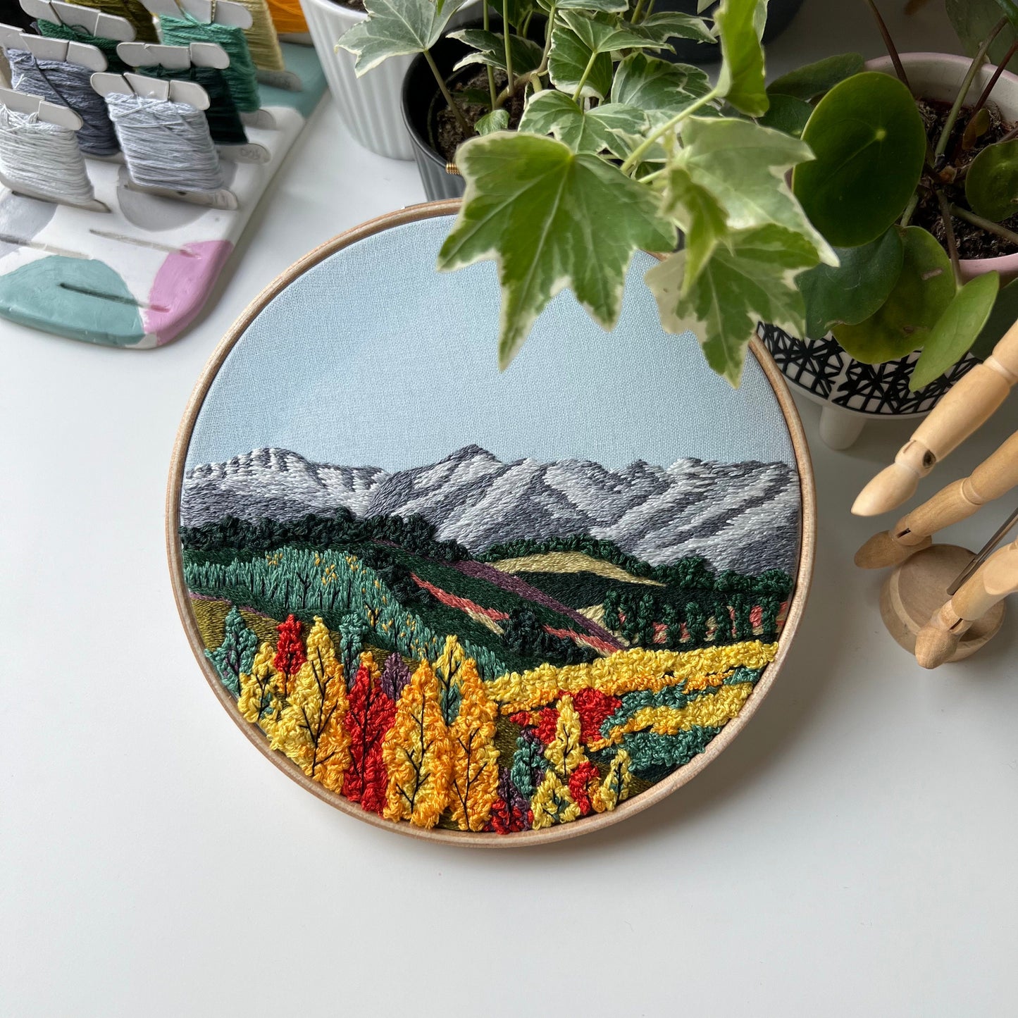 Mountain range in Fall, Landscape - Hand Embroidery Pattern (PDF)
