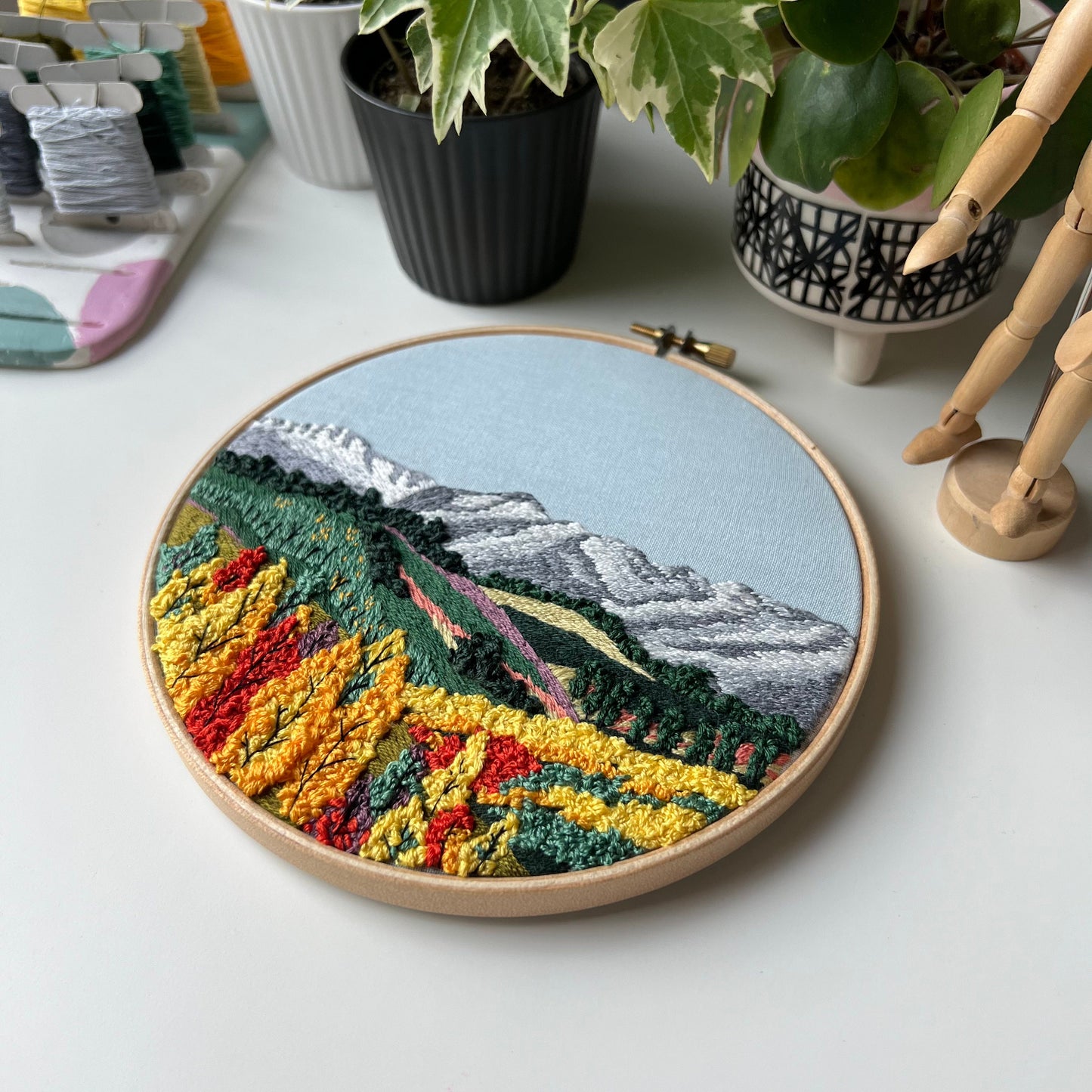 Mountain range in Fall, Landscape - Hand Embroidery Pattern (PDF)