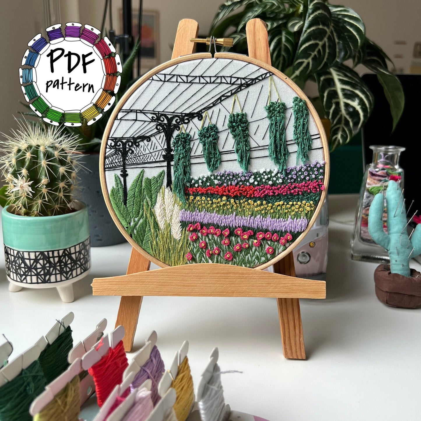 Paris, France, Flower Market - Hand Embroidery Pattern (PDF)