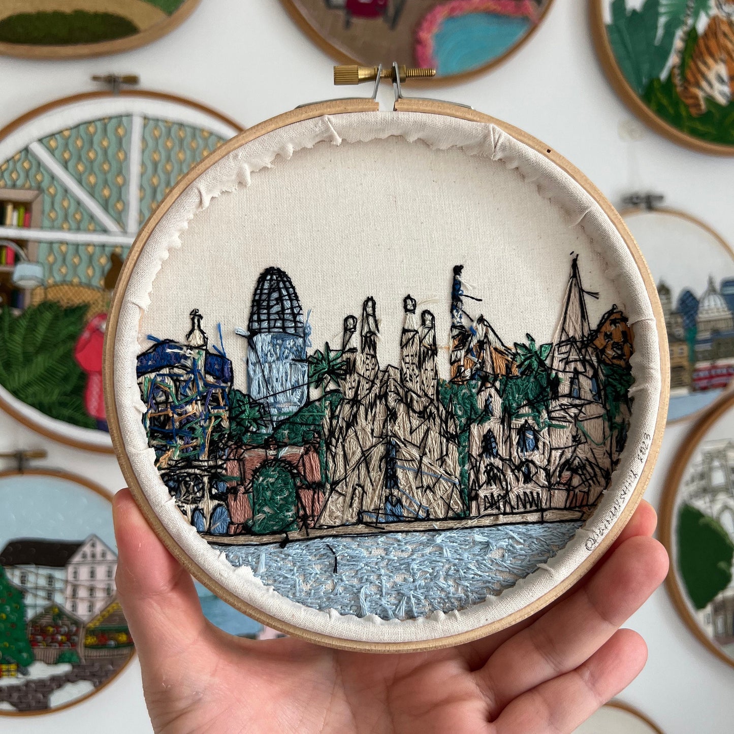 Barcelona, Spain, Cityscape - Hand Embroidery Pattern (PDF)