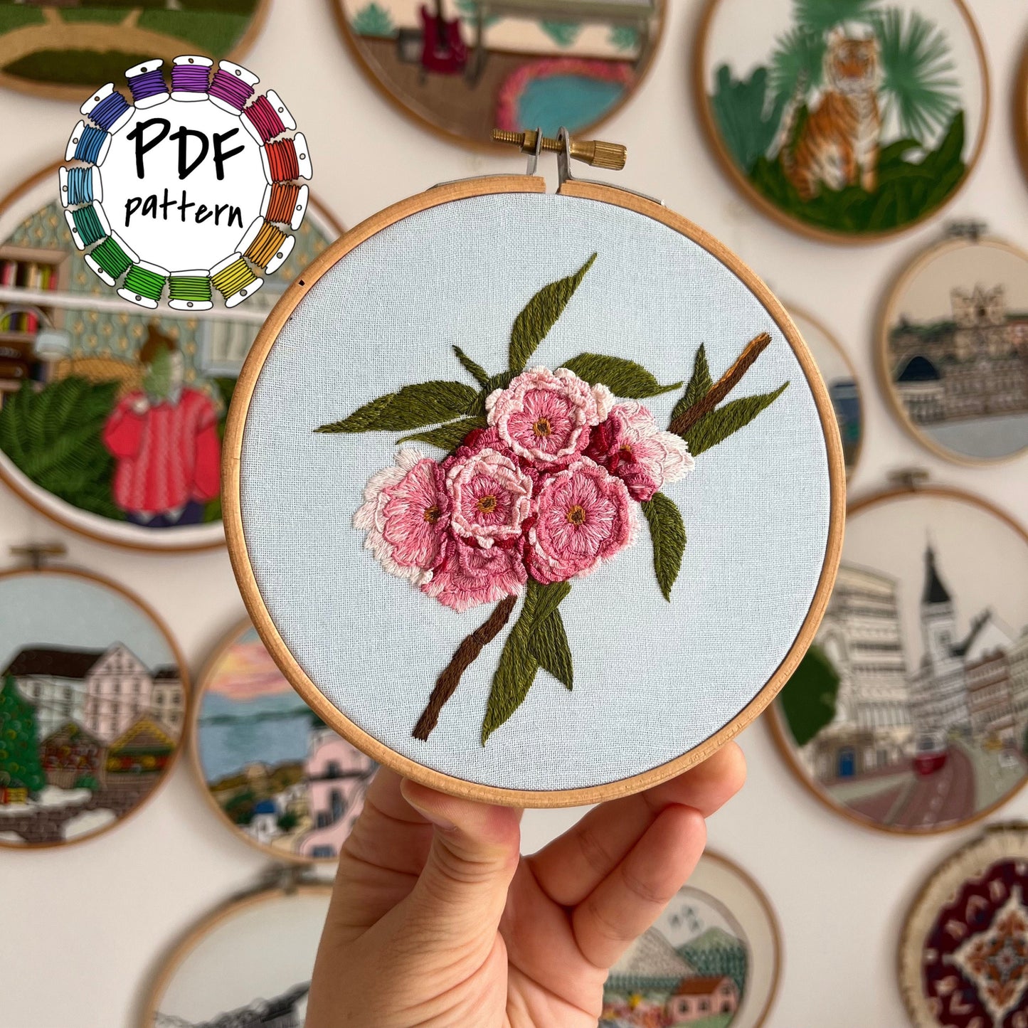 Cherry Blossoms - Hand Embroidery Pattern (PDF)