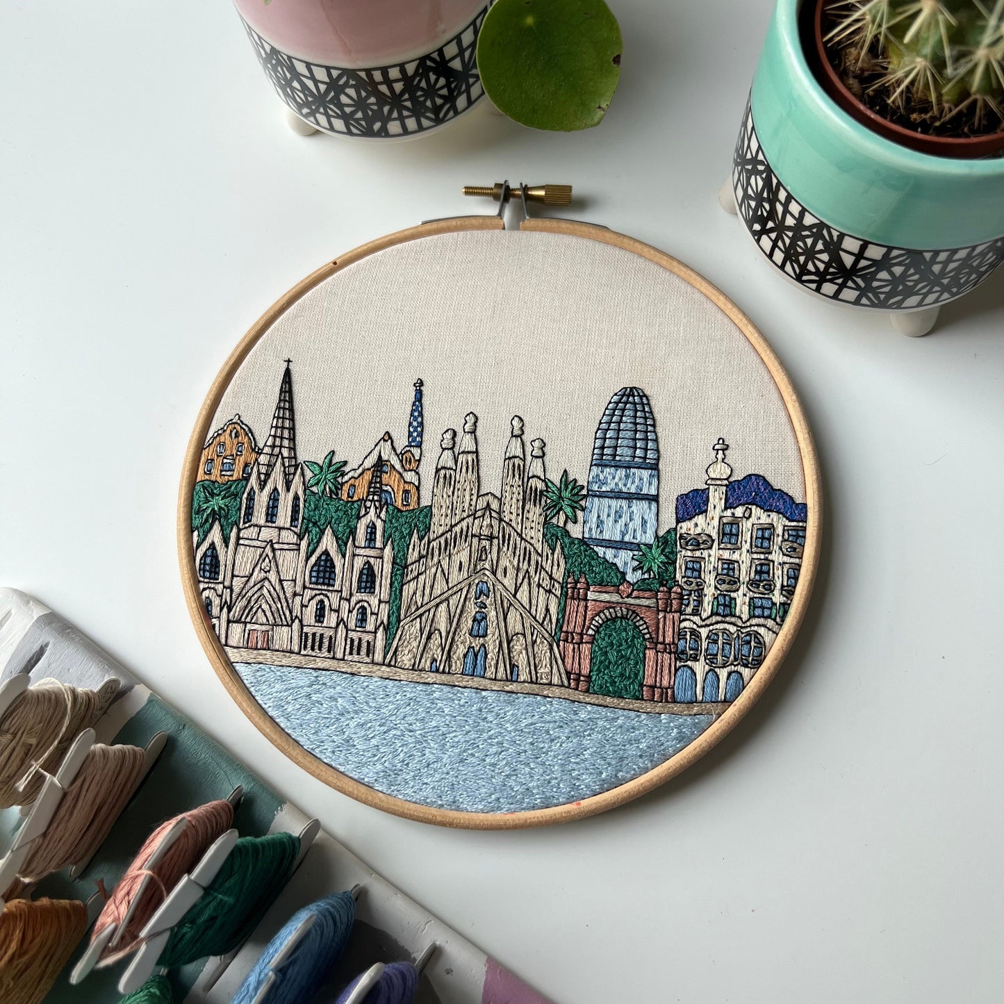 Barcelona, Spain, Cityscape - Hand Embroidery Pattern (PDF)