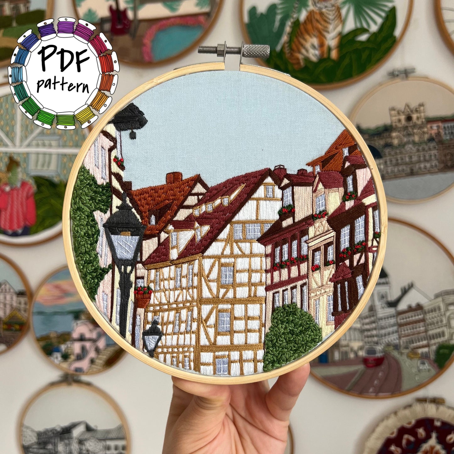 Nuremberg, Germany, Architecture - Hand Embroidery Pattern (PDF)