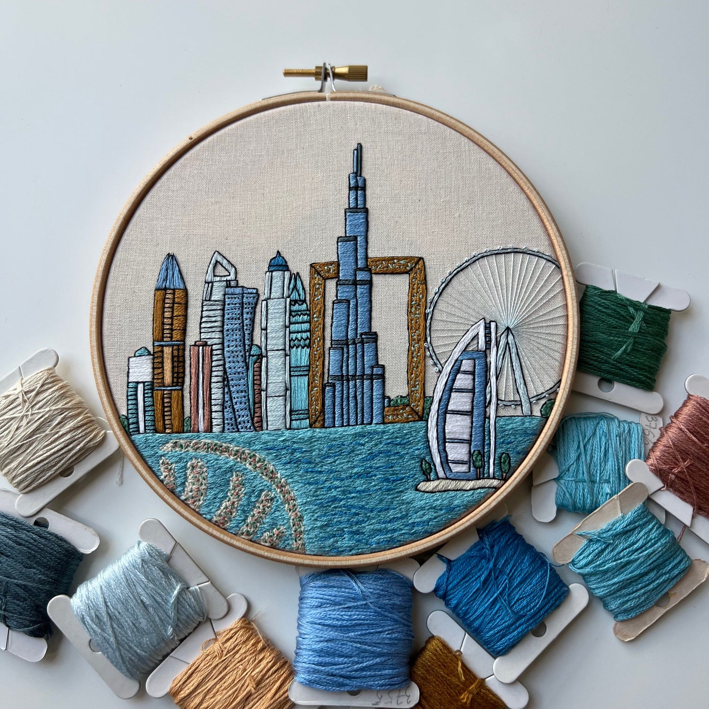Dubai, United Arab Emirates, Architecture - Hand Embroidery Pattern (PDF)