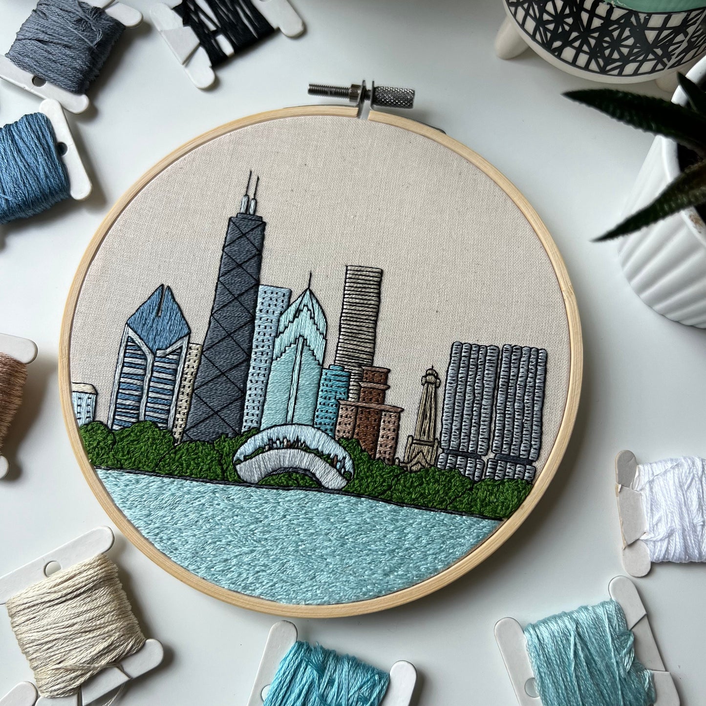 Chicago, IL, Landmarks - Hand Embroidery Pattern (PDF)