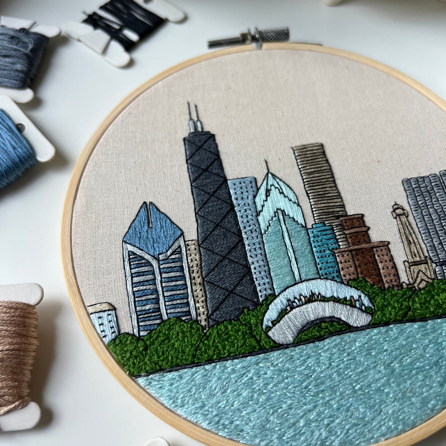 Chicago, IL, Landmarks - Hand Embroidery Pattern (PDF)