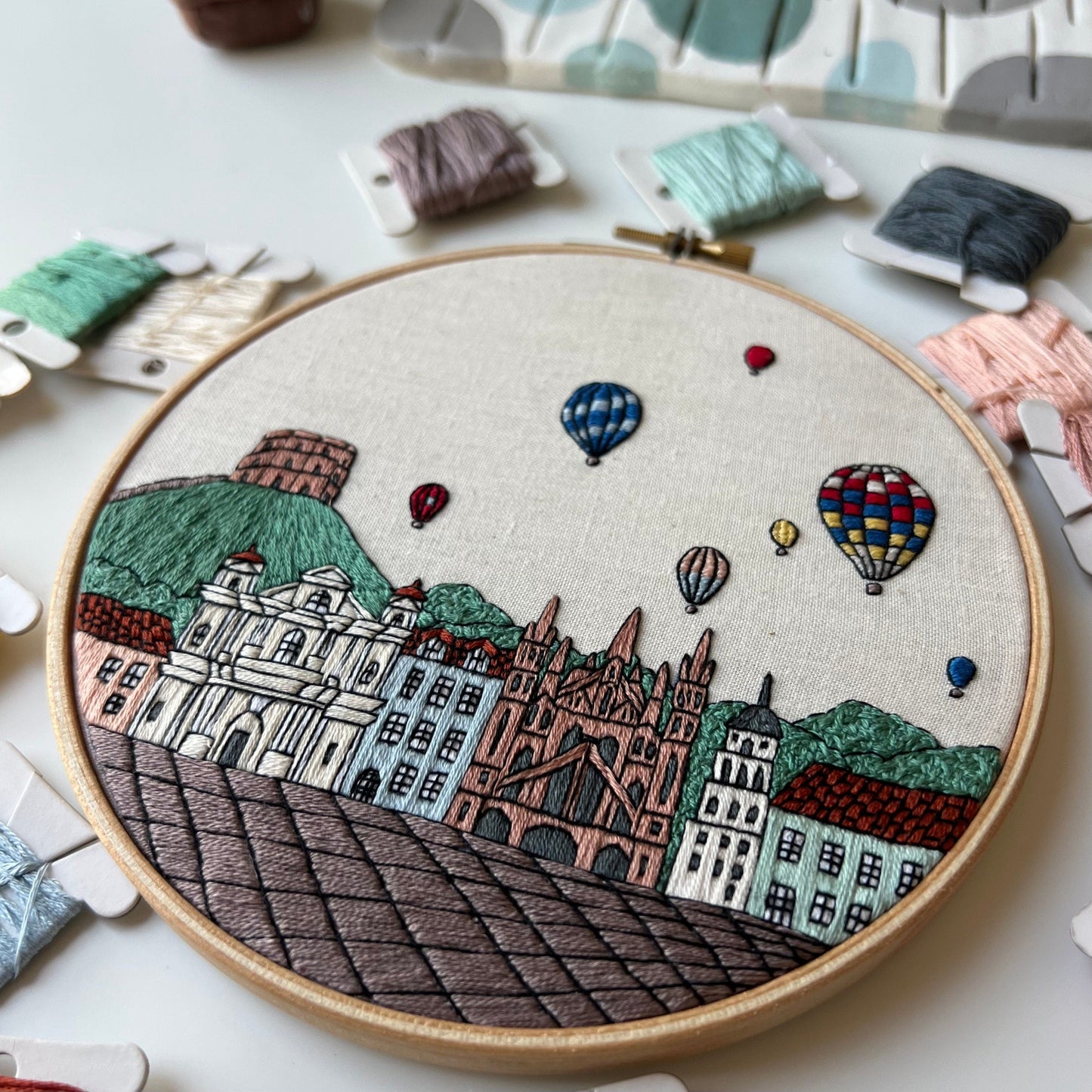 Vilnius, Lithuania, Cityscape - Hand Embroidery Pattern (PDF) faimyxstitch.com