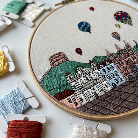 Vilnius, Lithuania, Cityscape - Hand Embroidery Pattern (PDF) faimyxstitch.com