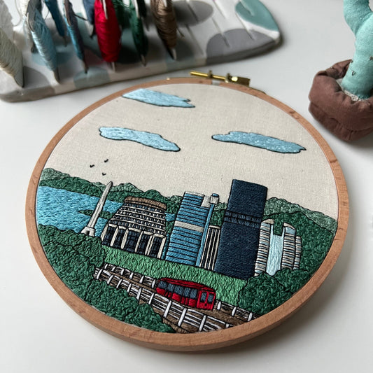 Wellington, New Zealand, Cityscape - Hand Embroidery Pattern (PDF) faimyxstitch.com
