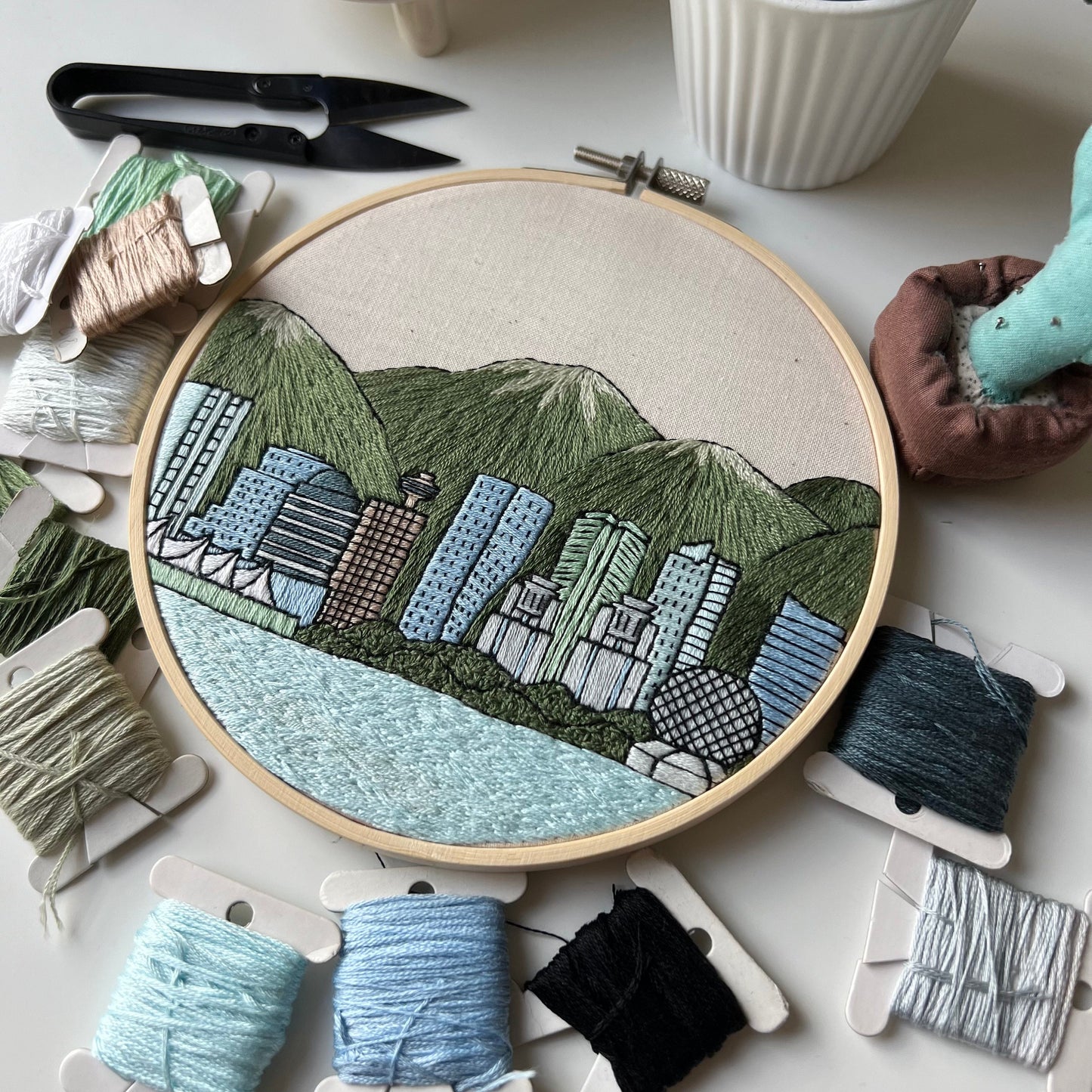 Vancouver, Canada, Cityscape - Hand Embroidery Pattern (PDF)