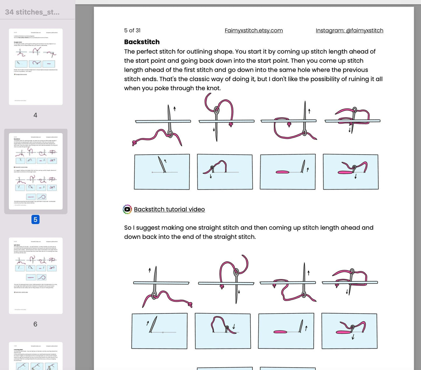 34 stitches: Stumpwork and Embroidery - Hand Embroidery Pattern (PDF) faimyxstitch.com