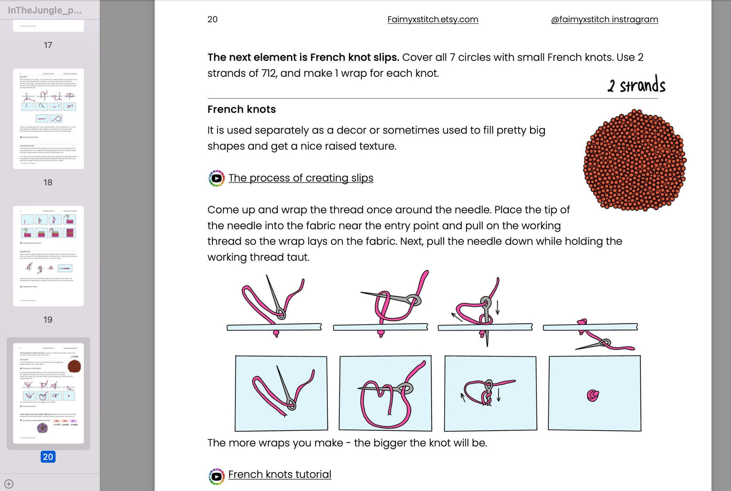 In the Jungle, 3D Elements - Hand Embroidery Pattern (PDF)