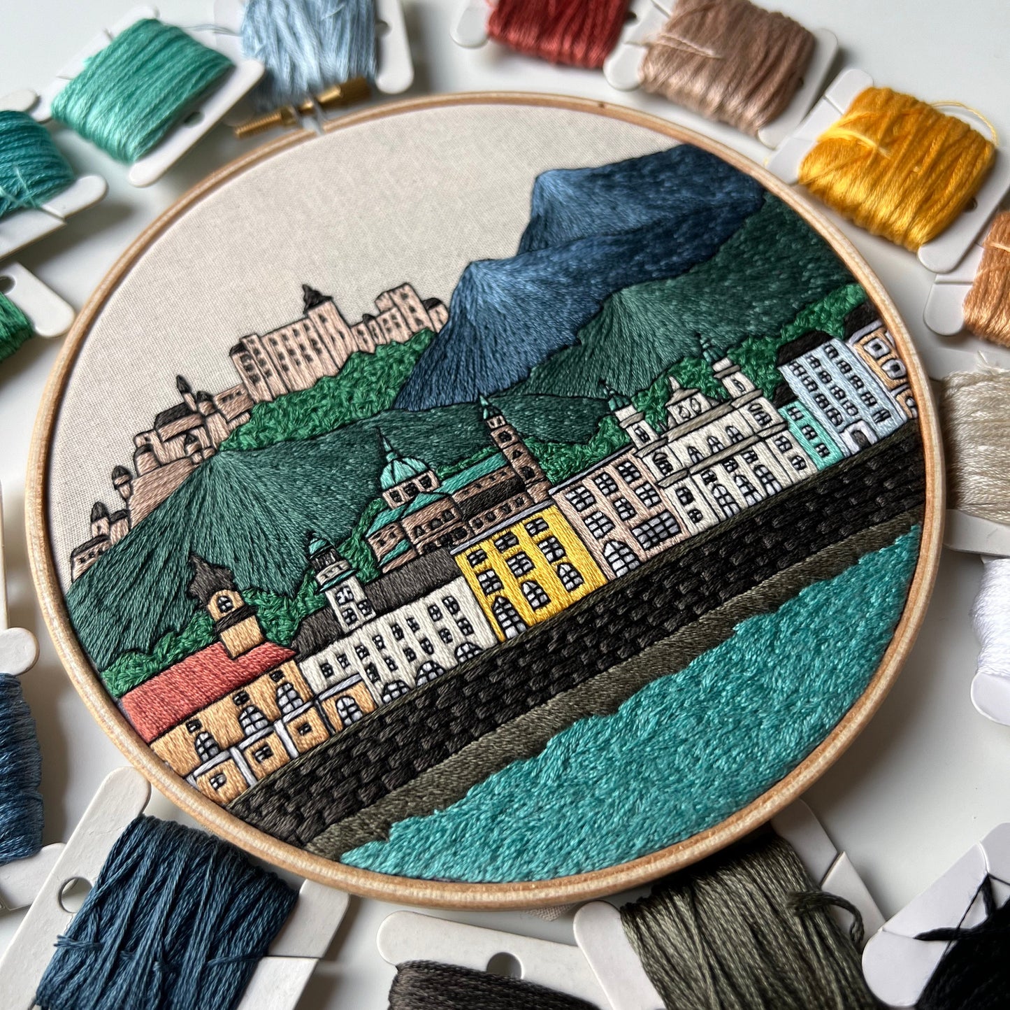 Salzburg, Austria, Architecture - Hand Embroidery Pattern (PDF)