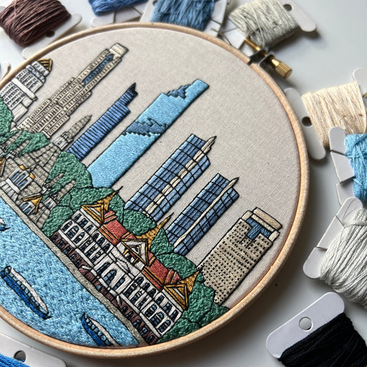 Bangkok, Thailand, Cityscape - Hand Embroidery Pattern (PDF)