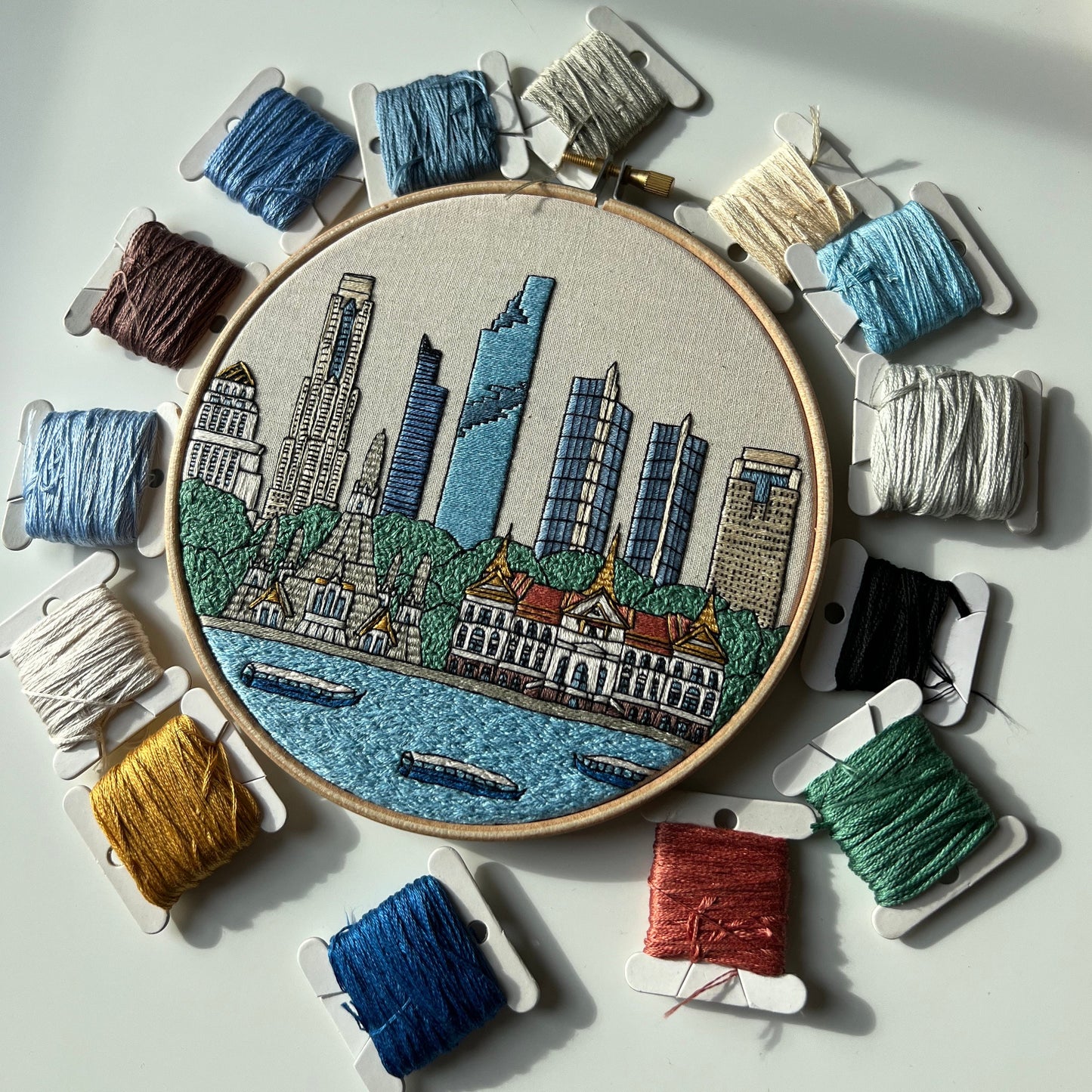 Bangkok, Thailand, Cityscape - Hand Embroidery Pattern (PDF)