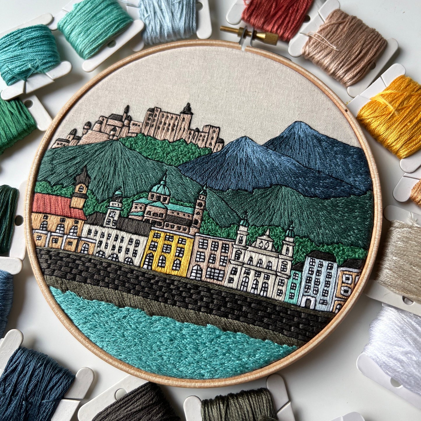 Salzburg, Austria, Architecture - Hand Embroidery Pattern (PDF)