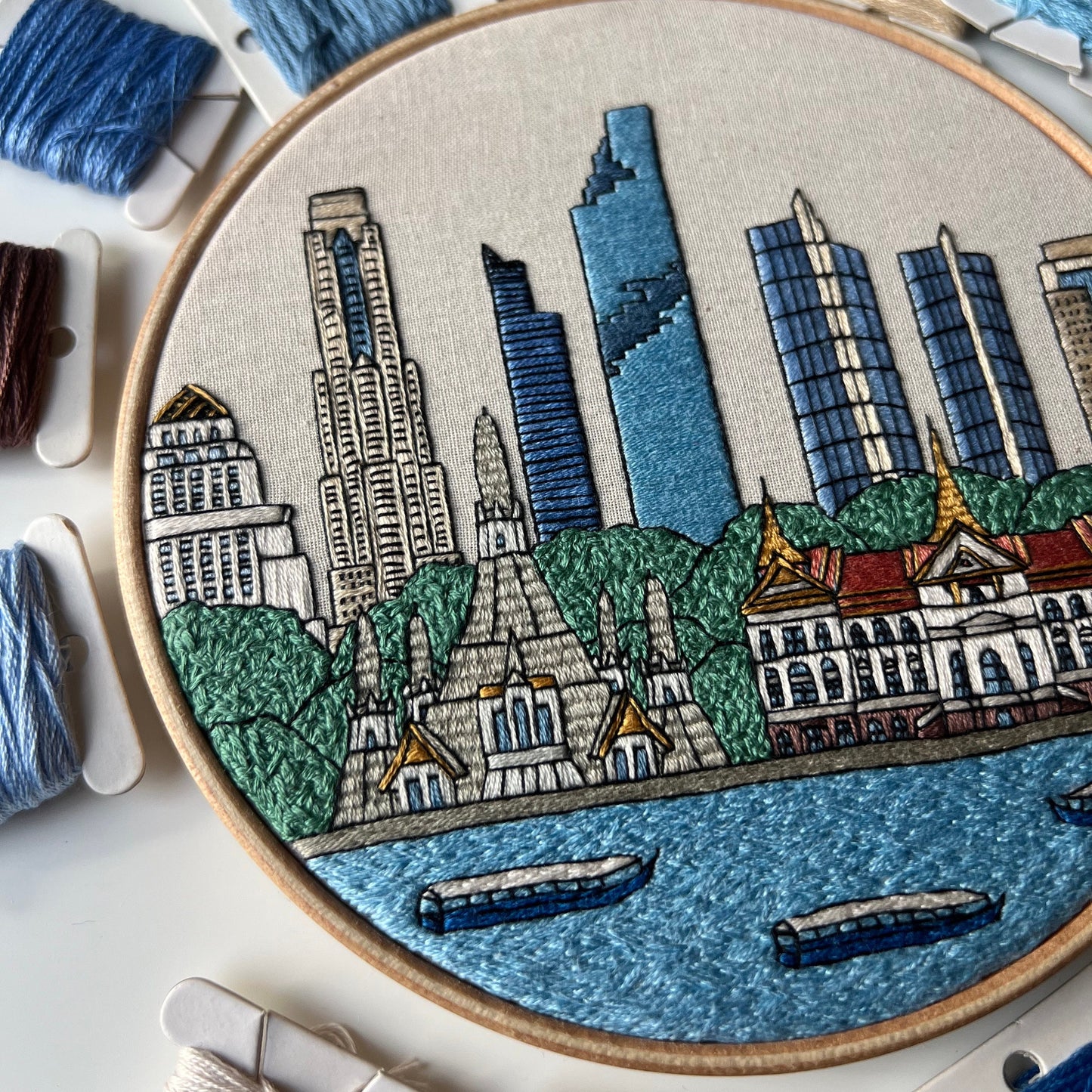Bangkok, Thailand, Cityscape - Hand Embroidery Pattern (PDF)