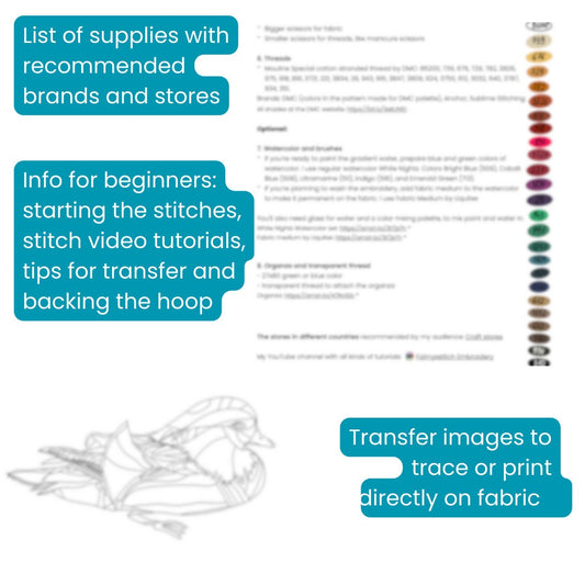 Mandarin Duck - Hand Embroidery Pattern (PDF)
