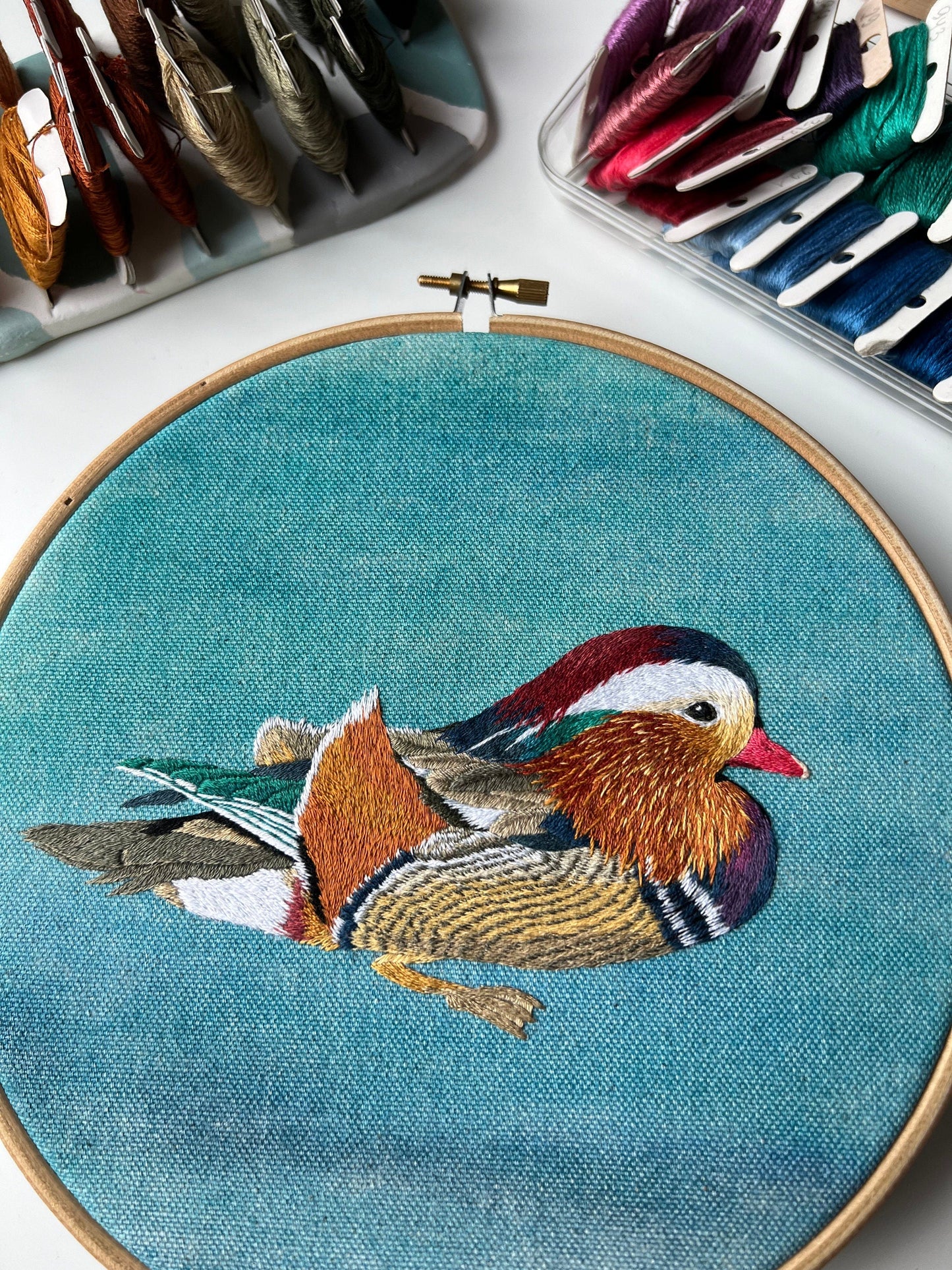 Mandarin Duck - Hand Embroidery Pattern (PDF) faimyxstitch.com