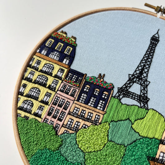 Paris, France, Cityscape - Hand Embroidery Pattern (PDF) faimyxstitch.com