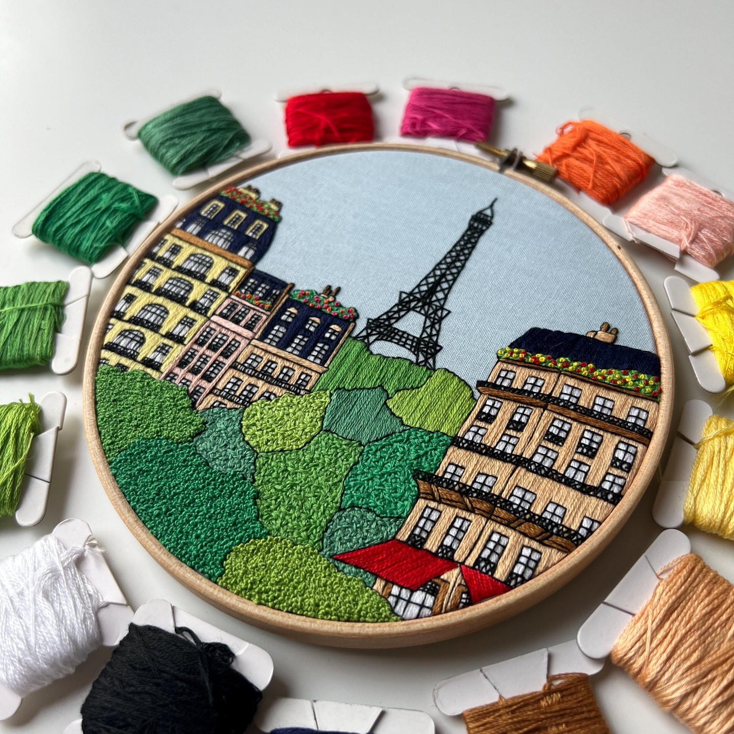 Paris, France, Cityscape - Hand Embroidery Pattern (PDF)