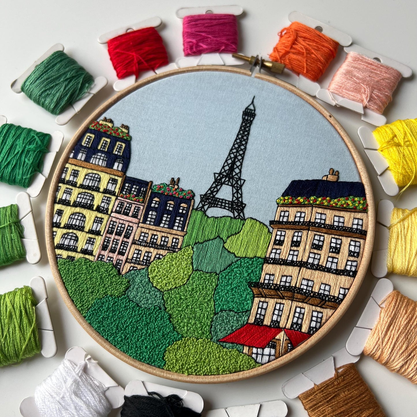 Paris, France, Cityscape - Hand Embroidery Pattern (PDF)