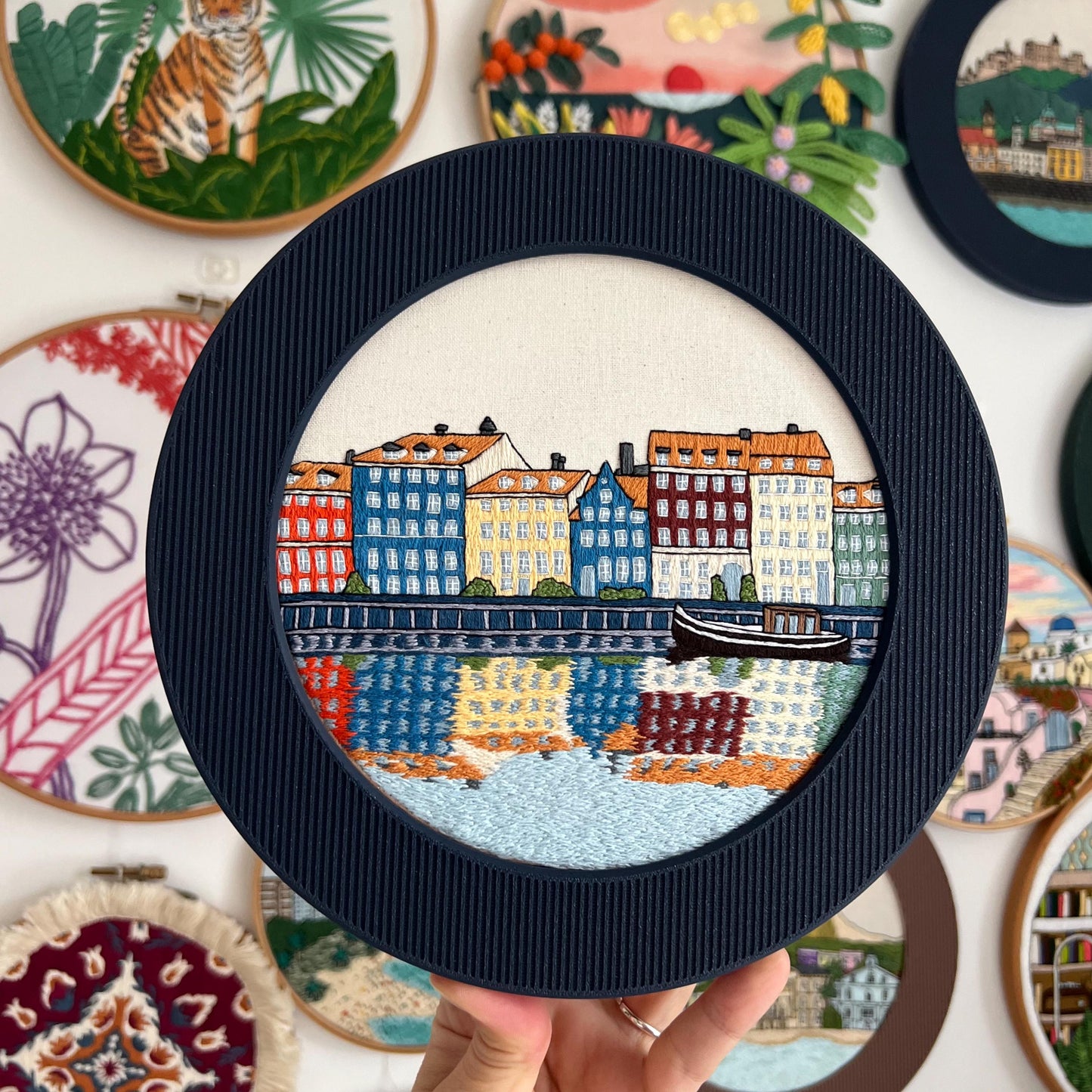Nyhavn, Copenhagen, Denmark, Cityscape - Hand Embroidery Pattern (PDF)
