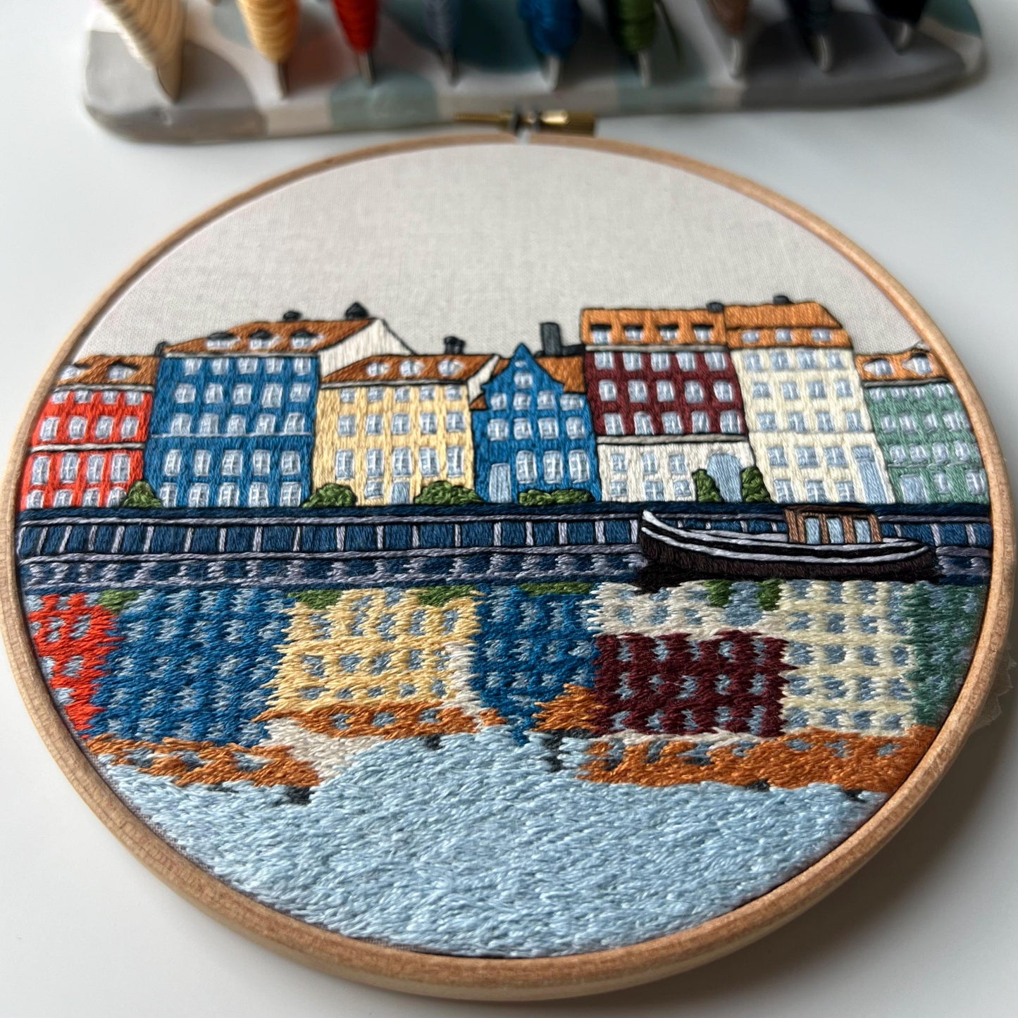 Nyhavn, Copenhagen, Denmark, Cityscape - Hand Embroidery Pattern (PDF)